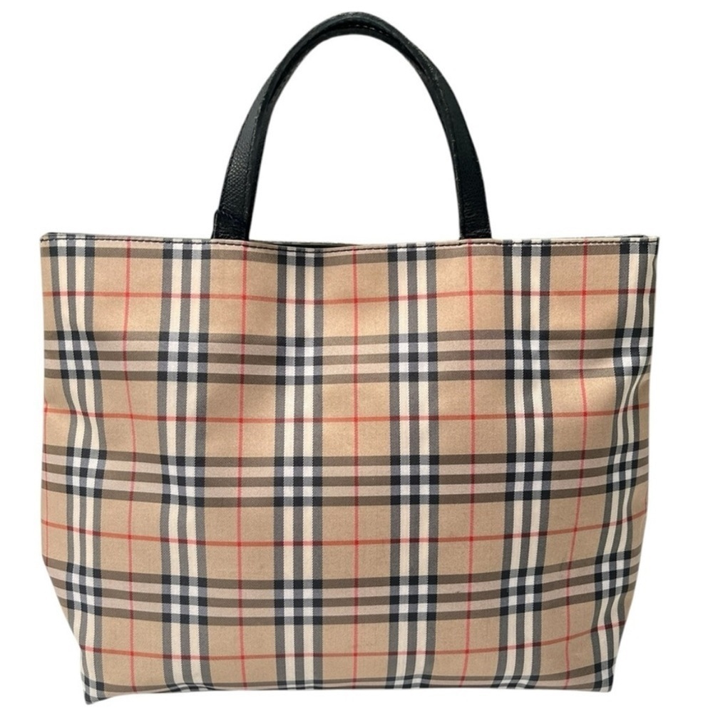 Burberry London House Check Medium Tote Black Leather Trim Made in Italy - Picture 2 of 12